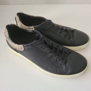 Ecco Womens Soft 7Street Sneaker 40 (9-9.5) Extra Width Black‎ Snakeskin Leather
